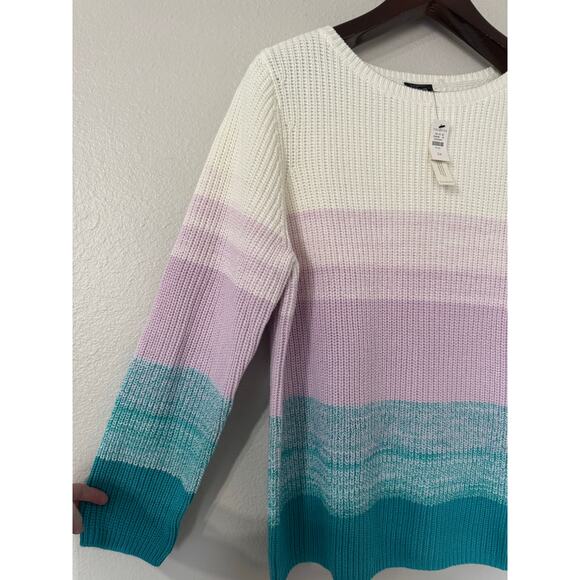 Talbots Plus Shaker Stitch Bateau Neck Sweater Spring Ombre‎ Size 2X NWT - Picture 3 of 6